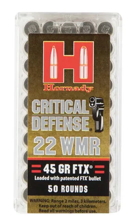 Hornady .22 WMR 45gr CRITICAL DEFENSE Nickel – 50rd