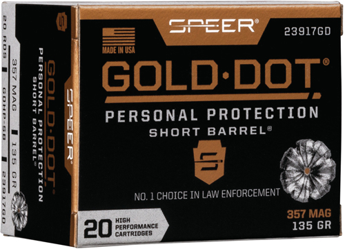 Speer .357 Magnum 135gr GOLD DOT Nickel-Plated Brass – 20rd