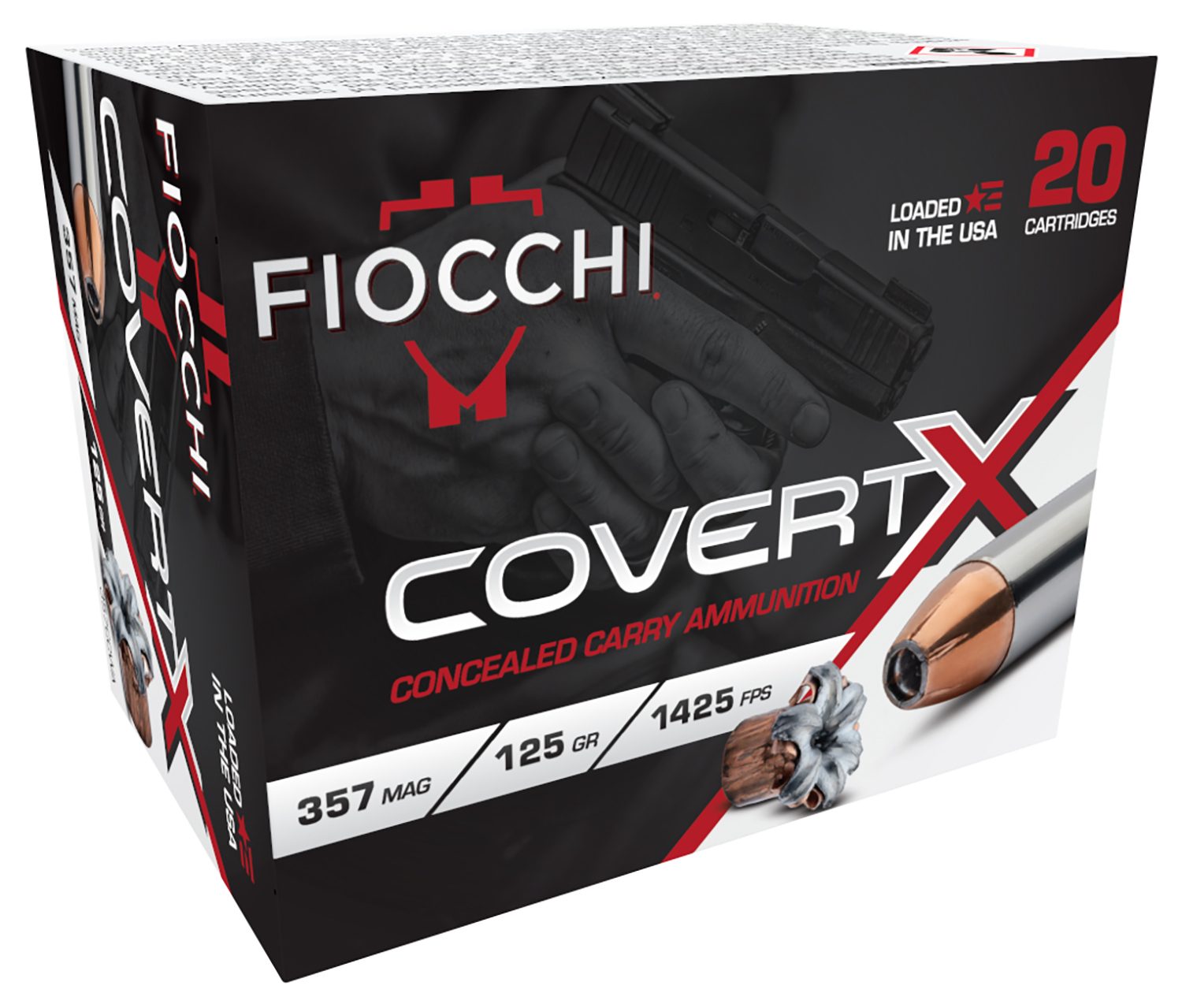 Fiocchi .357 Magnum 125gr JACKETED HOLLOW POINT Brass – 20rd